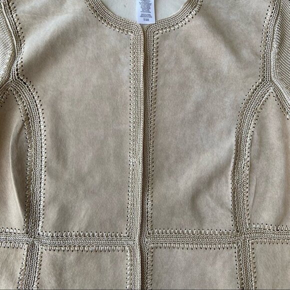NWOT Jones New York  Suede Crochet Patchwork Open Front Jacket - Picture 7 of 16
